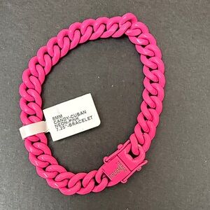 ItalGem stainless steel 8mm candy Cuban Neon Pink Cuban Link Bracelet size 7.25”